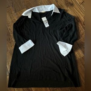 Dana Buchman Black Collared Tunic Top